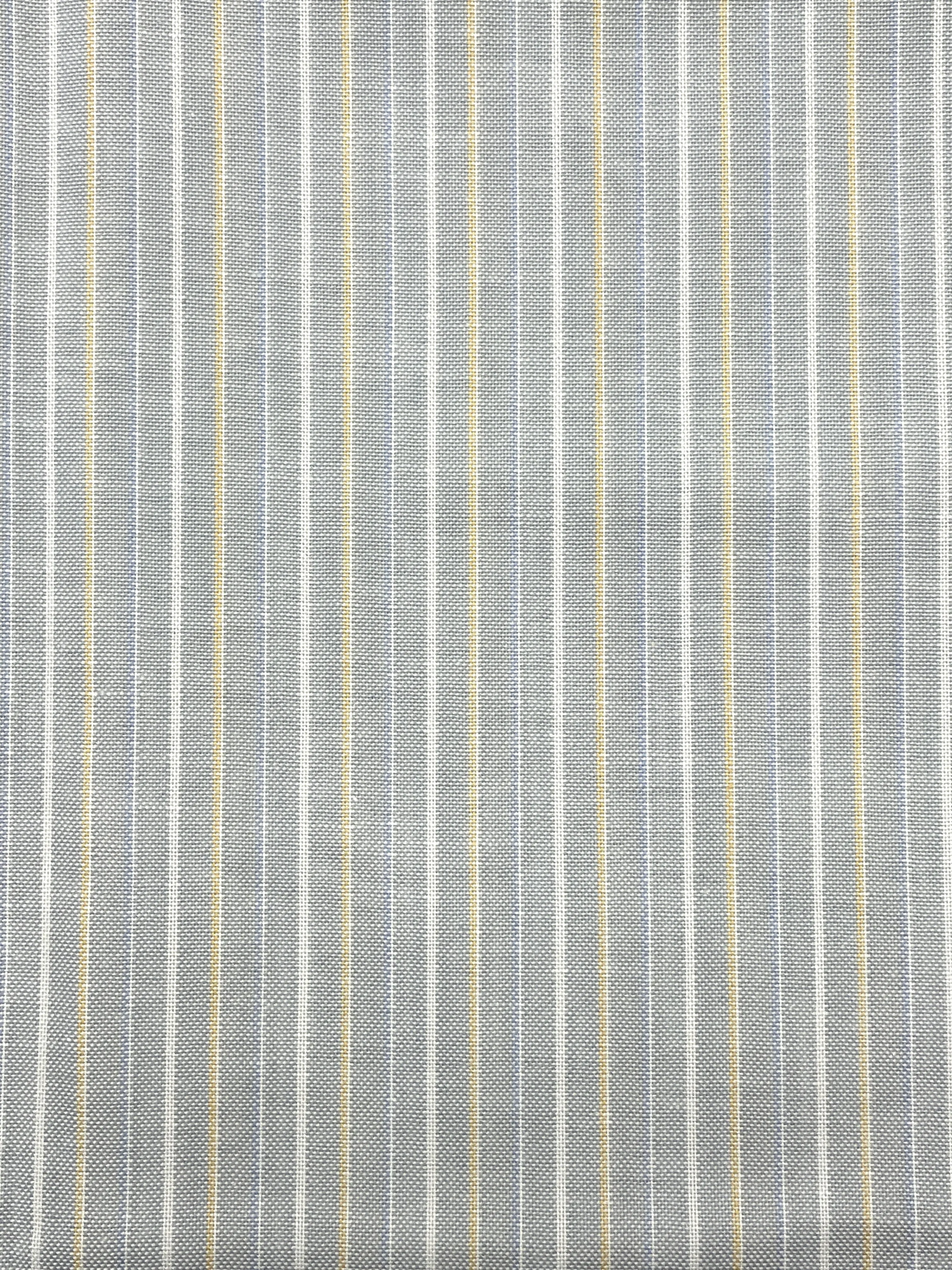 3 1/8 YD Poly/Cotton Yarn-Dyed Stripes - Gray, Yellow and White
