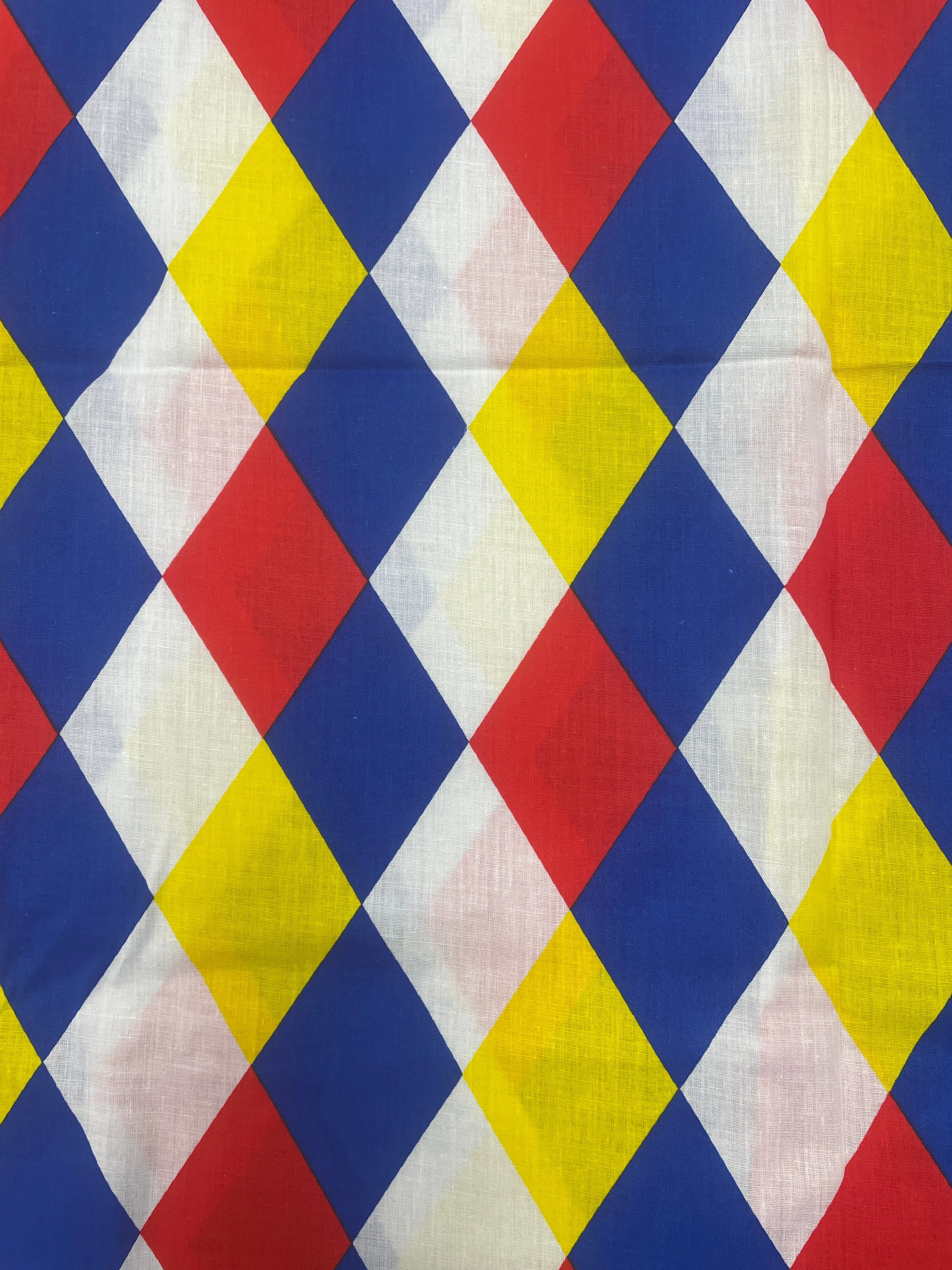 8  YD Poly/Cotton - Red, Yellow, Blue and White Diamonds