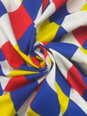 8  YD Poly/Cotton - Red, Yellow, Blue and White Diamonds