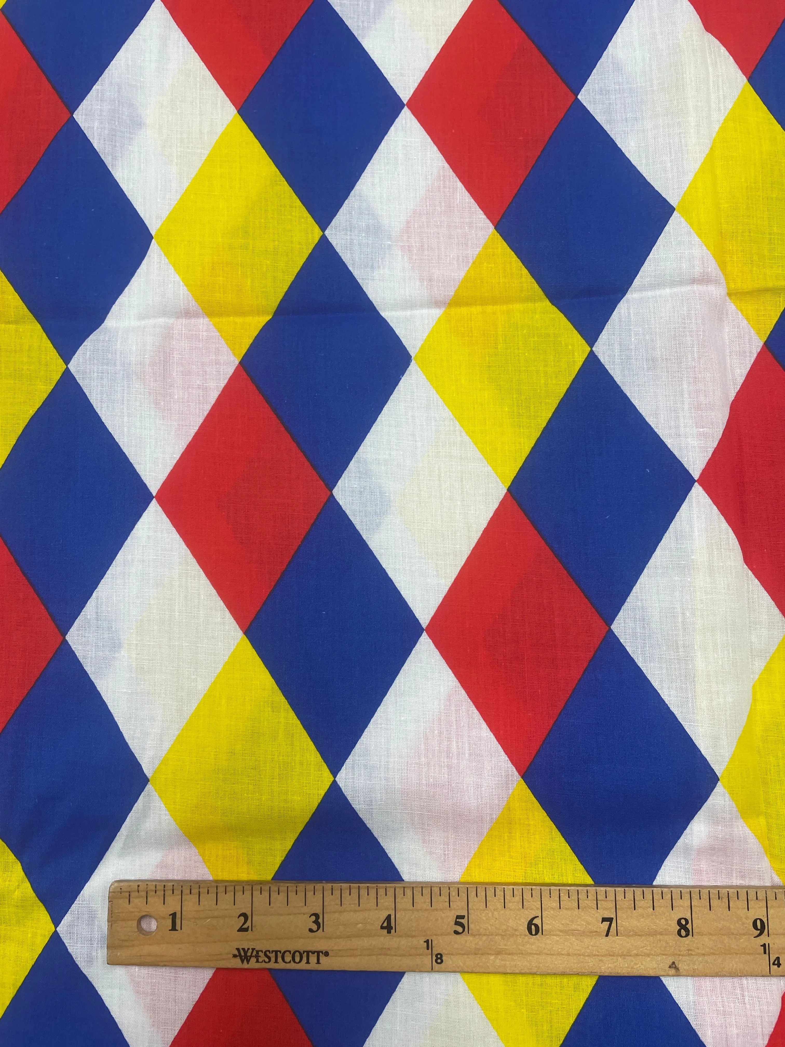 8  YD Poly/Cotton - Red, Yellow, Blue and White Diamonds