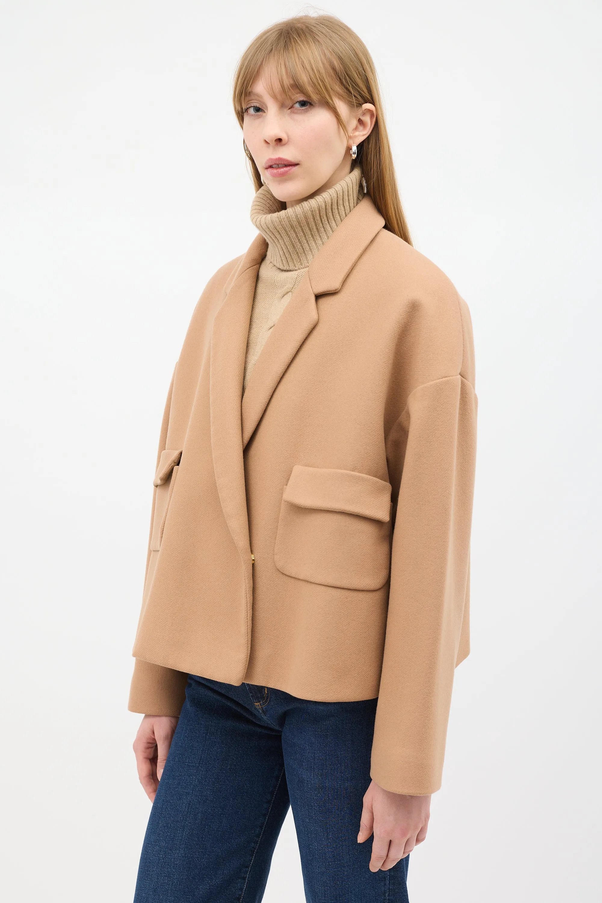 Beige Wool Two Pocket Jacket