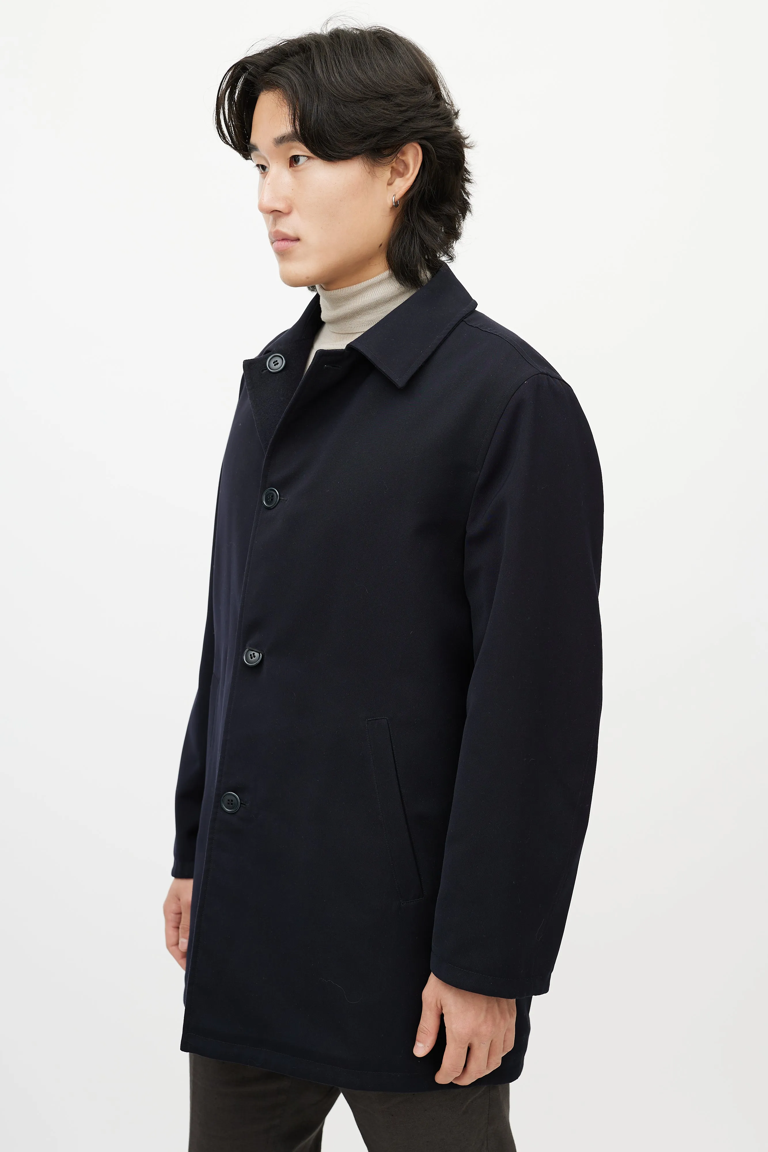 Black Cashmere & Nylon Reversible Jacket