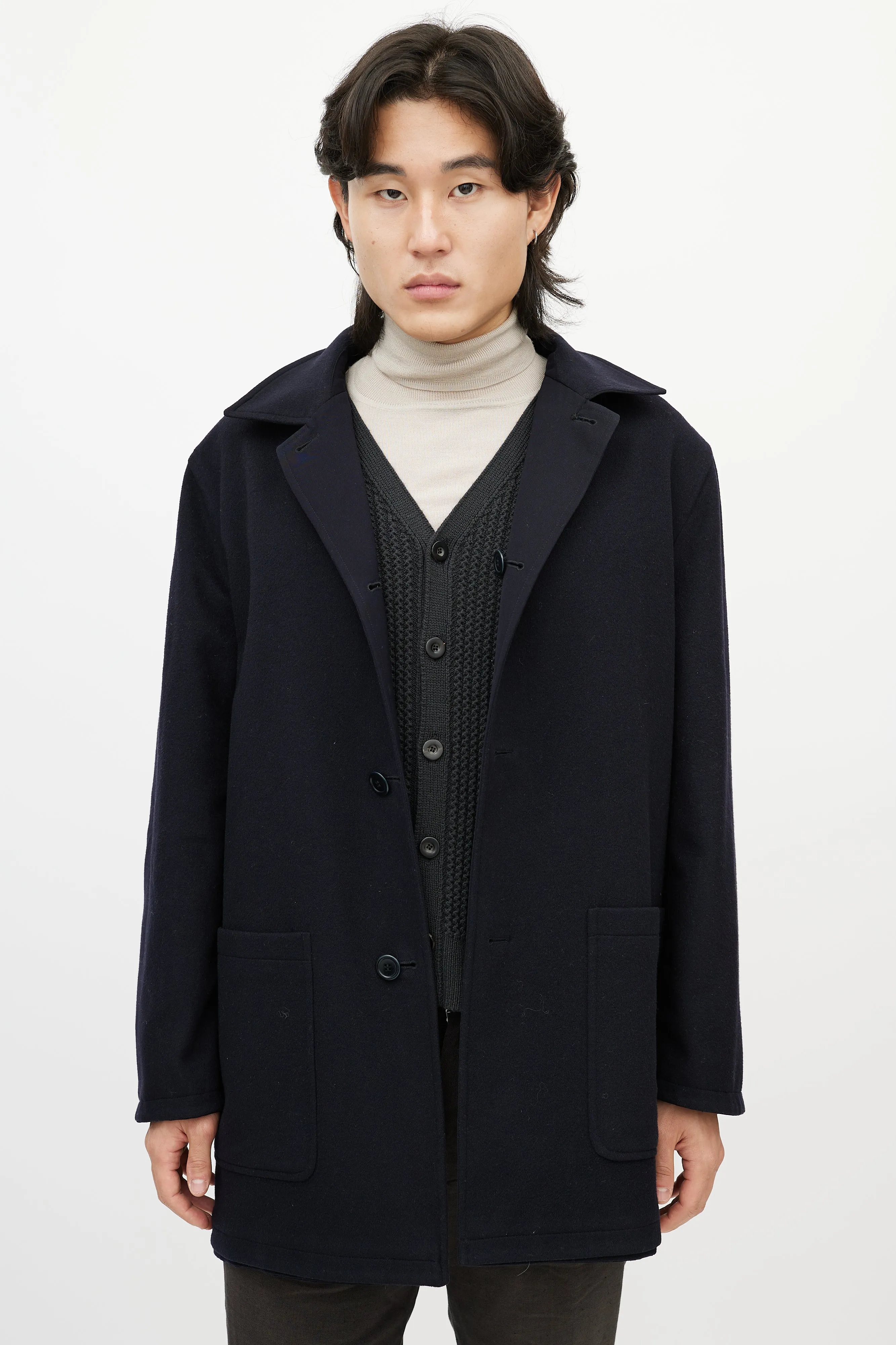 Black Cashmere & Nylon Reversible Jacket
