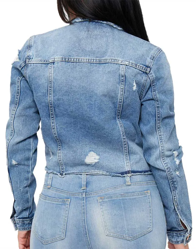 Blue Planet International Denim Jacket Crop Denim