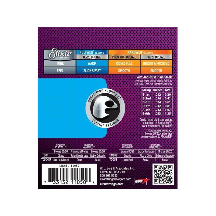 Elixir Polyweb Acoustic Strings Light 12-53
