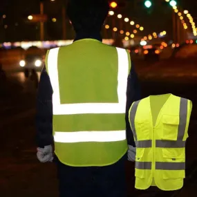 High Visibility Reflective Vest Clothes Cycling Reflective Safety Waistcoats multi pockets workwear safety waistcoat M -XXL
