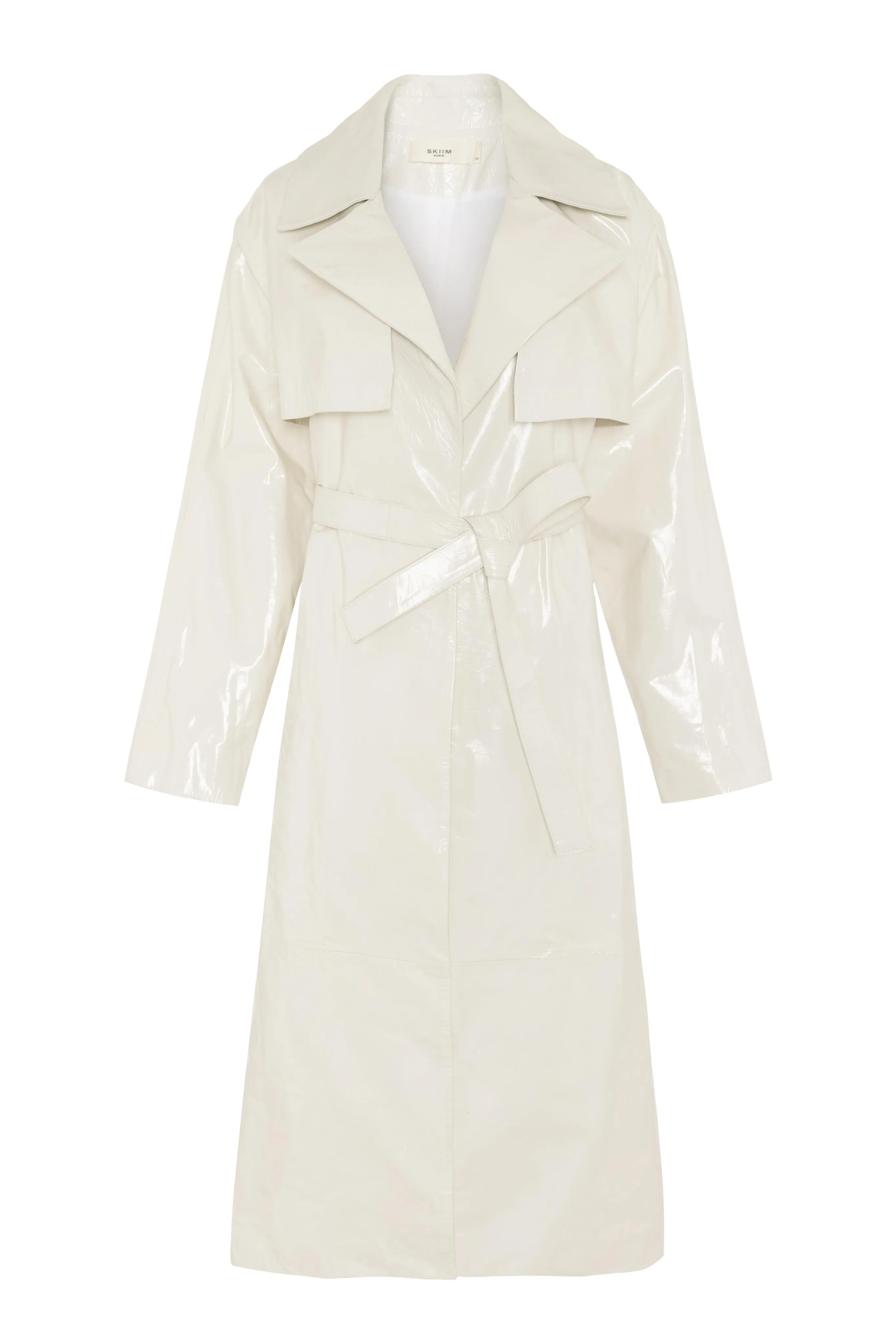 Karla LEATHER TRENCH - PATENT OFF WHITE