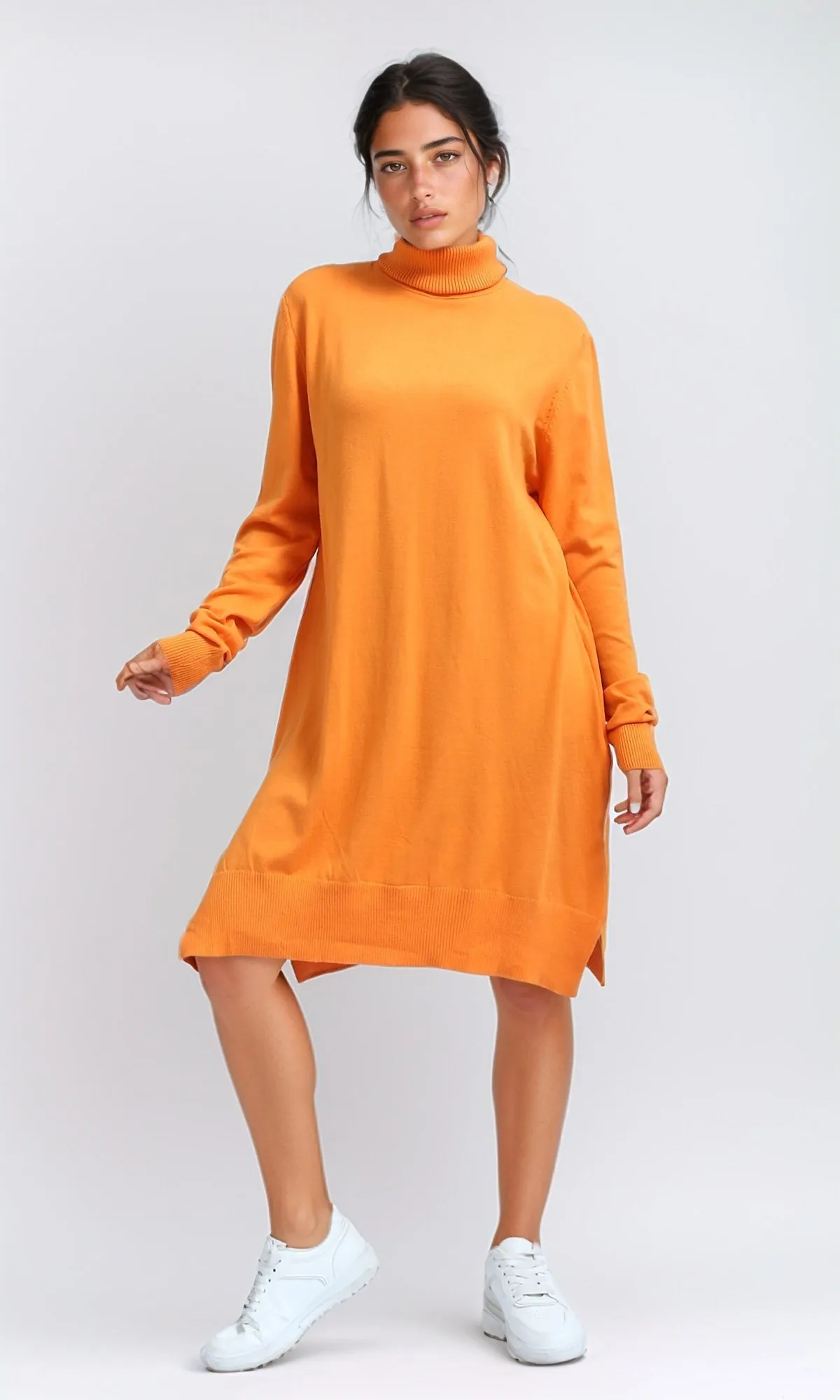 O201302 - Long Sleeves Pullover with Slits - Orange
