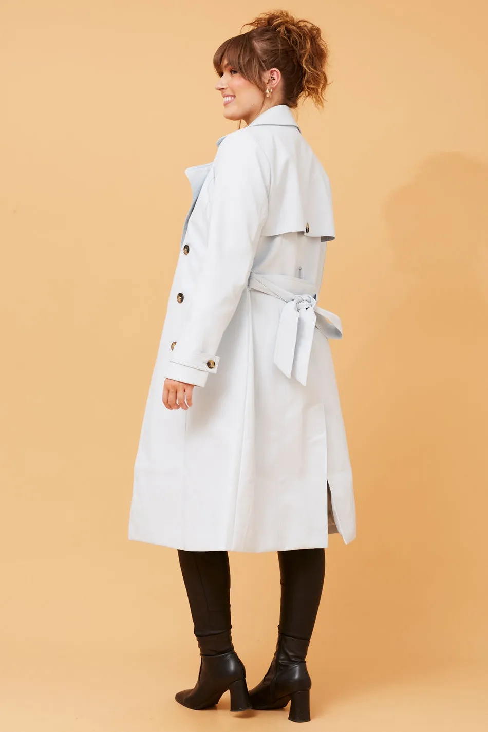 PRATISHA DOUBLE BREASTED LEATHER COAT