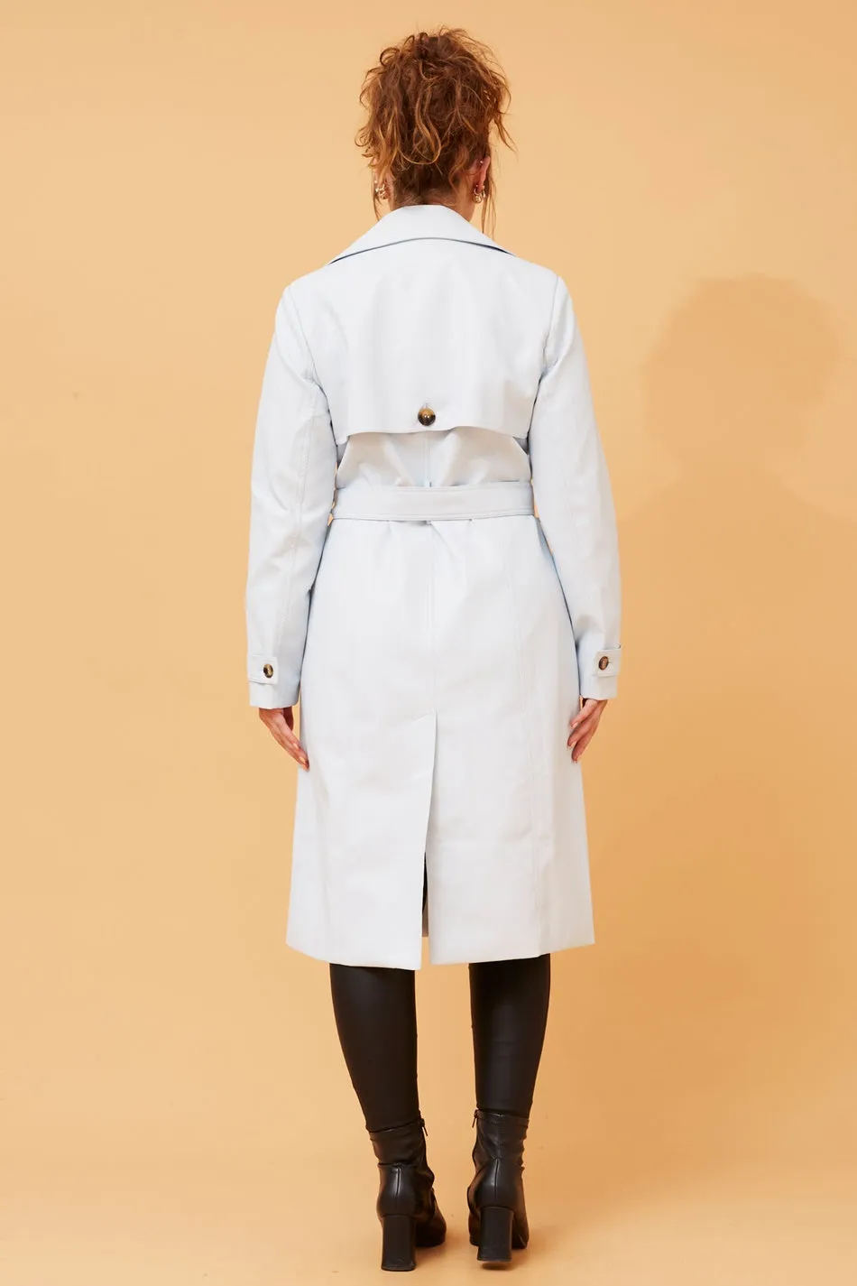 PRATISHA DOUBLE BREASTED LEATHER COAT