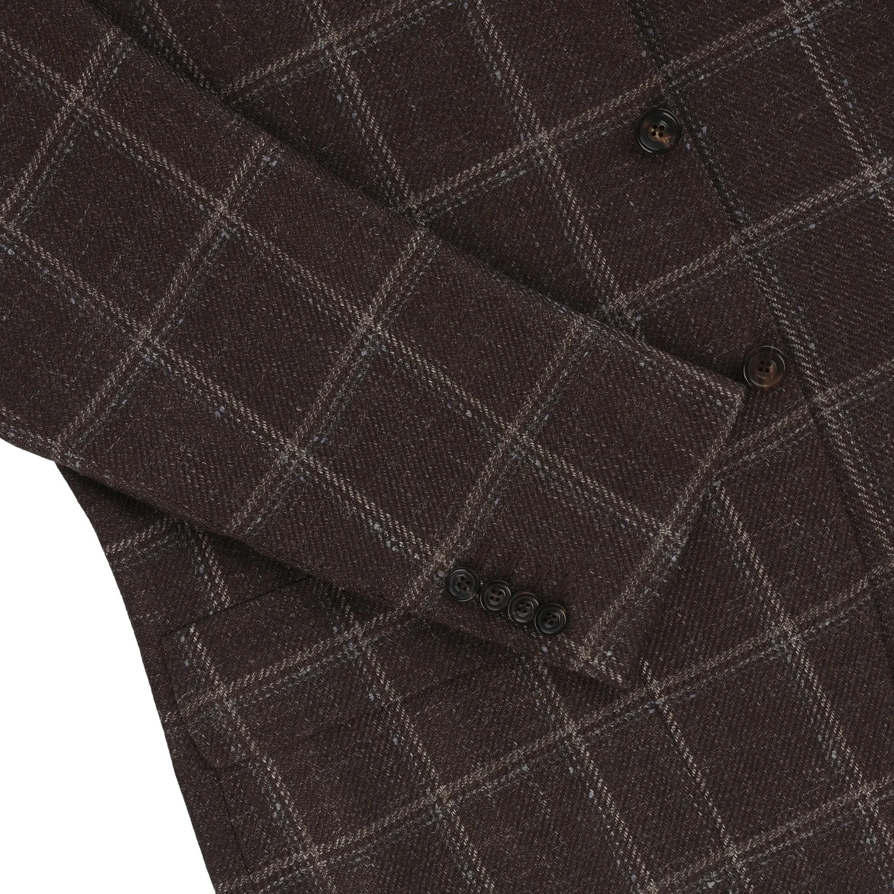 Single-Breasted Cashmere and Linen-Blend Windowpane Jacket in Brown