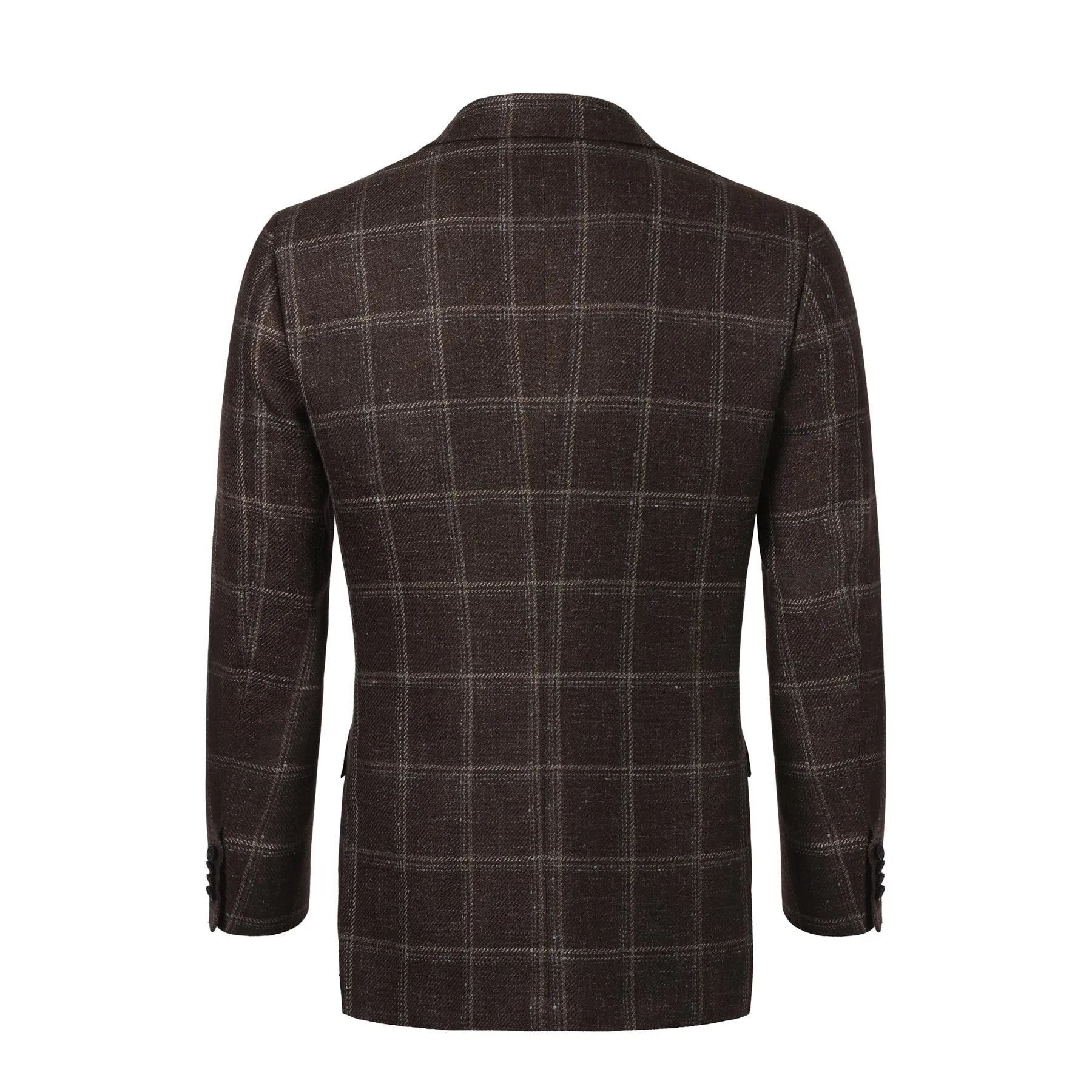 Single-Breasted Cashmere and Linen-Blend Windowpane Jacket in Brown