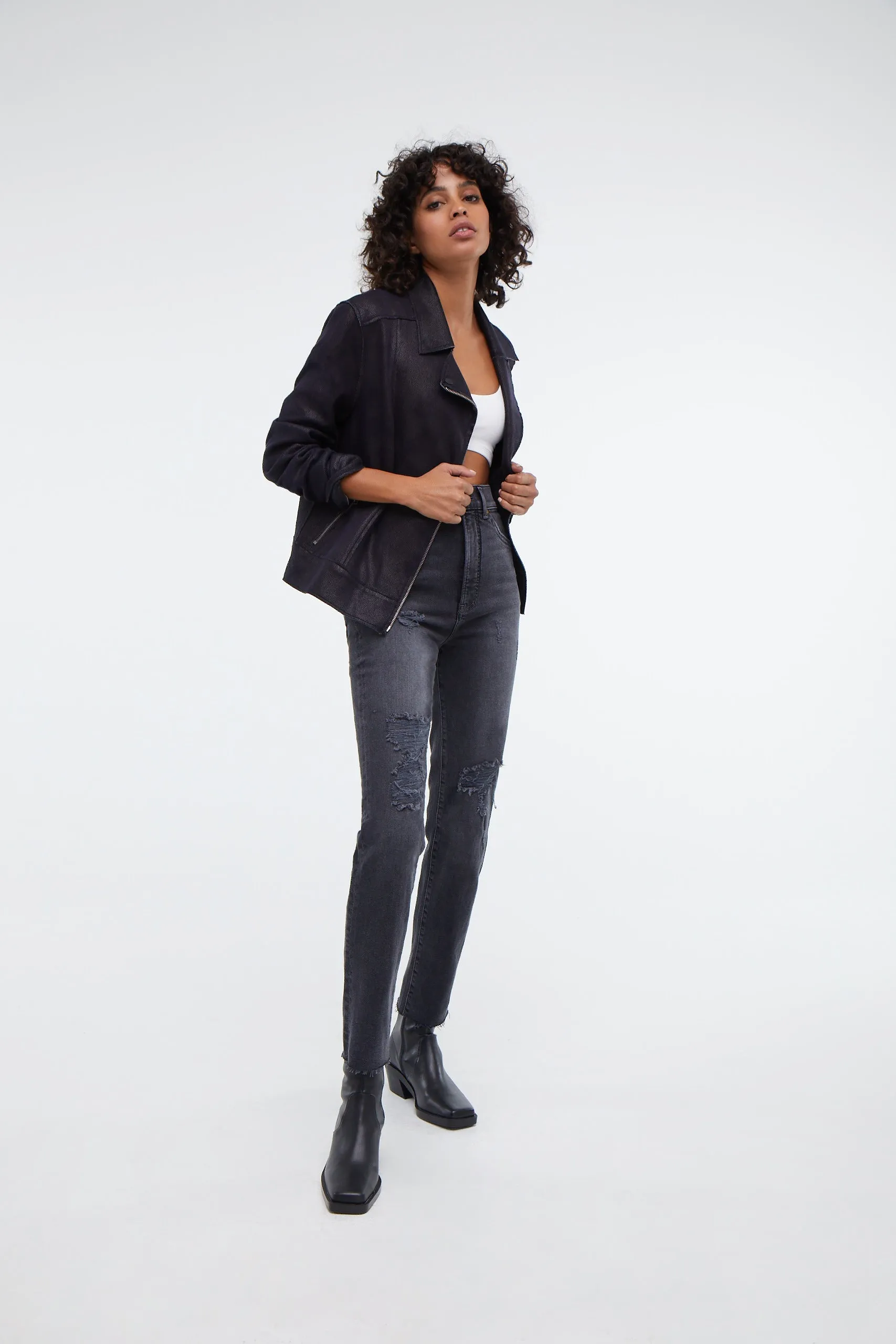Tabitha Vegan Suede Moto Jacket
