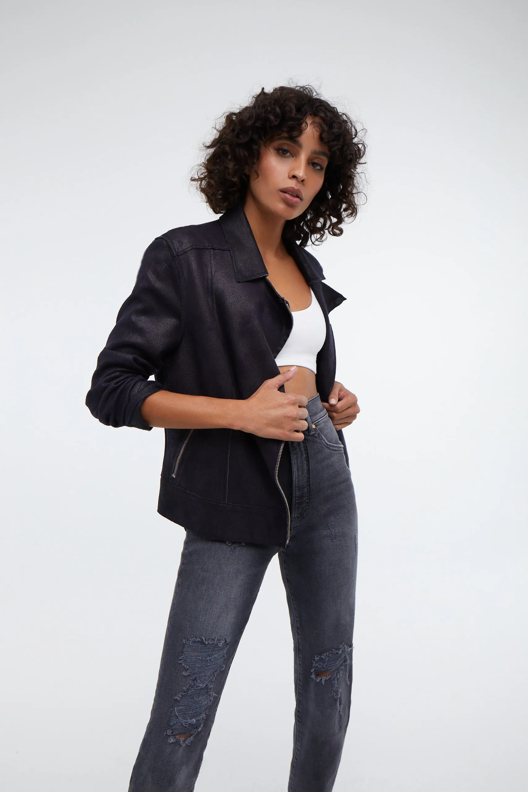 Tabitha Vegan Suede Moto Jacket