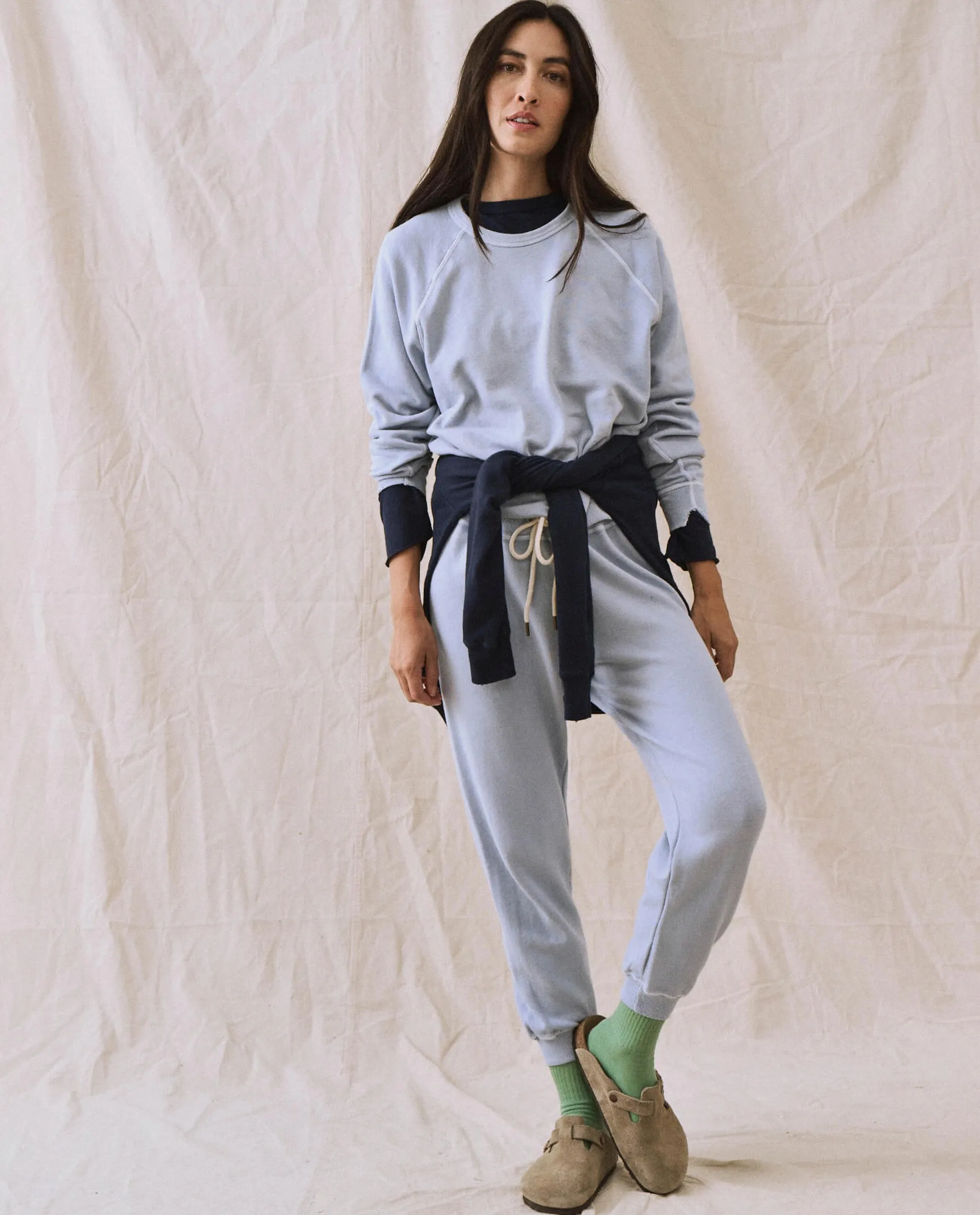 The Cropped Sweatpant. Solid -- Whisper Blue