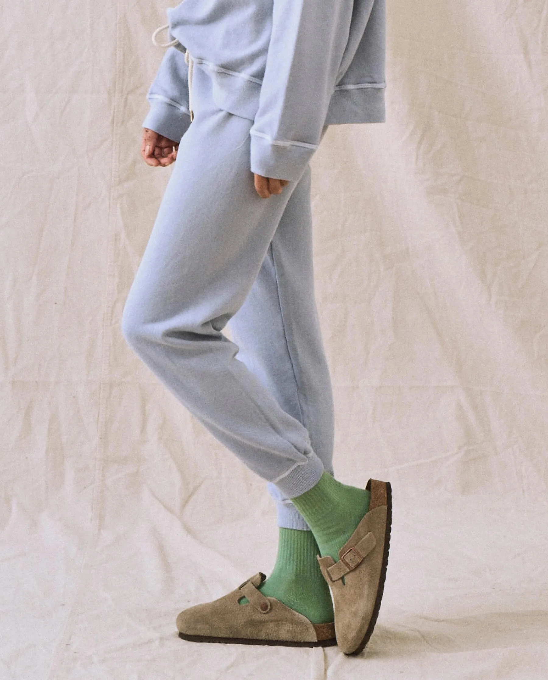 The Cropped Sweatpant. Solid -- Whisper Blue